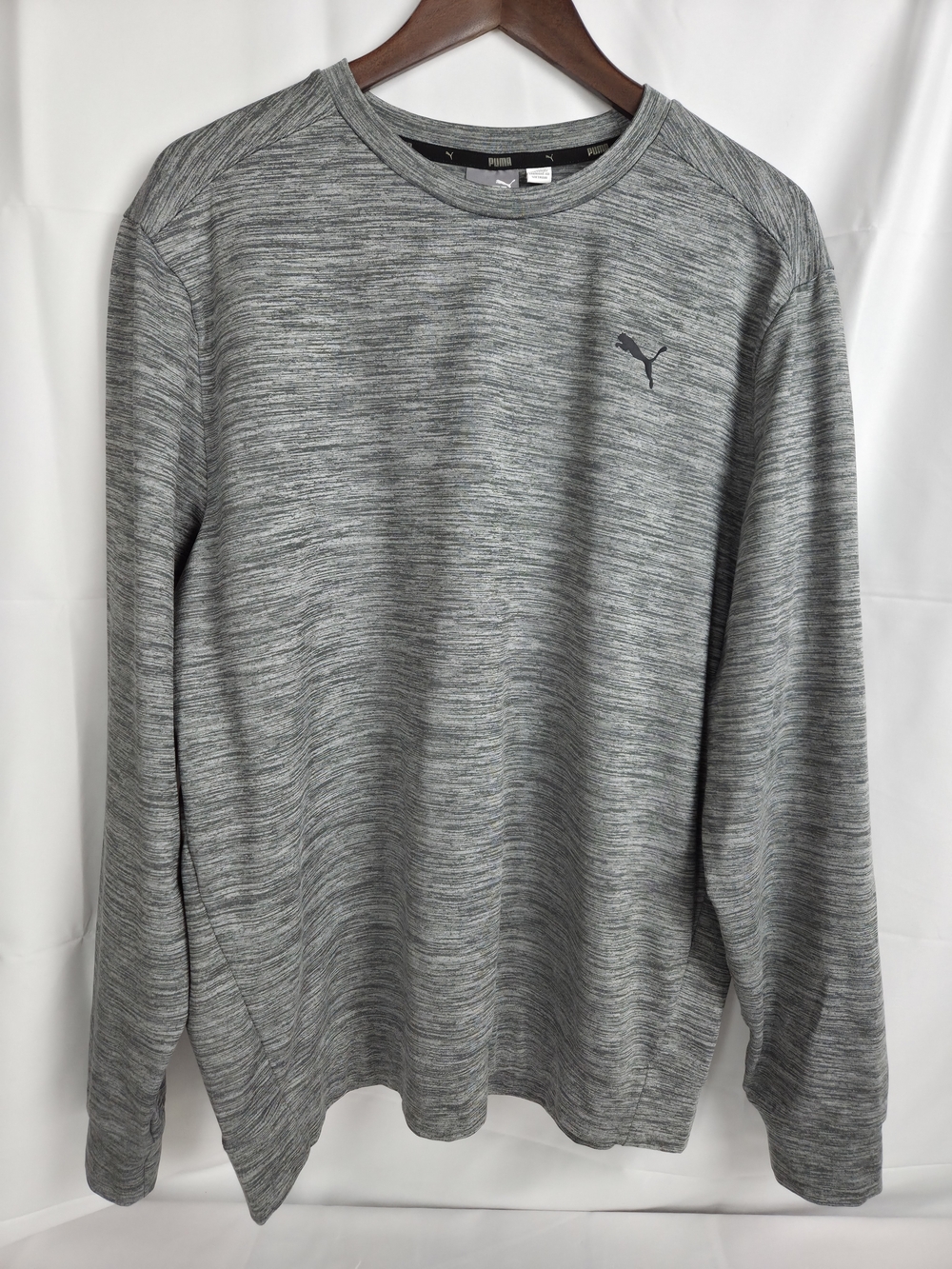 Puma Men's  Green-Gray Marled Crewneck Sweatshirt